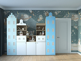 Photo №3 - Children's wardrobe-house Amsterdam with shelves A-05